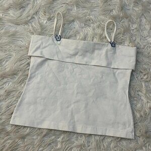 Vintage Square Neck Butterfly White Tank Top L.A. Movers